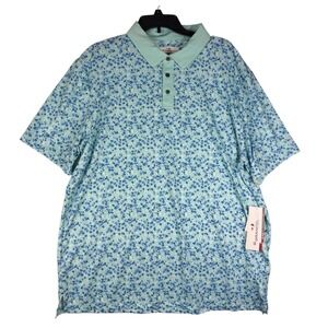 Grand Slam Performance Mens XL‎ Golf Polo Pastel Turquoise Floral GS-G010KO NWT
